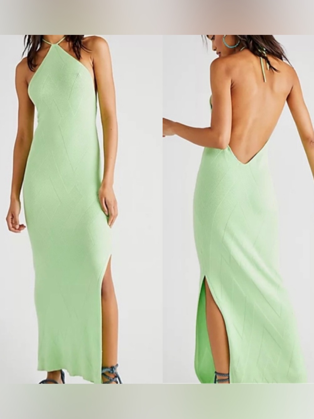 Free People knit Backless Halter Maxi Dress